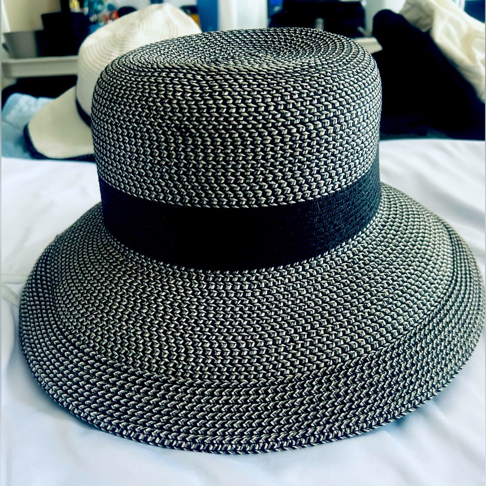 Elegant Black and White Woven Hat